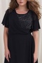 Women's Stoned Crew Neck Waist-Slit Stylish Evening Dress Curve Plus Size Evening Dress - 5