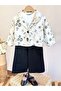Premium Series-Embroidered Linen Jacket-T-Shirt and Denim Trousers 3-Piece Set - 2