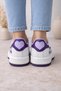 Women's Sneaker Sports Shoes Cherry Detailed Embroidered Orthopedic Shoes White Purple - 4