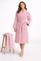 Women's Bathrobe Set 100% Certified Cotton, 2 Pieces, Shawl Collar Bathrobe and Head Towel - Pink - 6