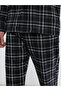 Black Standard Fit Plaid Men's Pajama Set - 3
