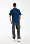 Puffy Velvet Print Men's White Oversize Thick Tok Fabric Crew Neck T-Shirt - 2