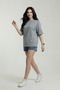 Women's Gray Oversize Crew Neck Relaxed Comfortable Fit T-Shirt - 5