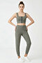 Women's Khaki Double Pocket High Waist Elastic Comfortable Cut Jogger Sweatpants - 7