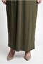 Khaki V-Neck Slit Detailed Relaxed Fit Plus Size Dress - 6