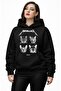 Unisex Metallica Cat Printed Hooded Sweatshirt, Oversized Cat Rock Band Themed Hoodie - 2