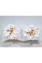 Ceramic Flower White Large Size Statement Steel Non-Tarnish Earrings with Orange Detail - 4