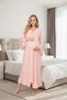 New Season Pink Melange Flounced Summer Stylish 100% Cotton Short Sleeve Maternity Maternity Dressing Gown Nightgown Set - 7