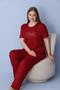 Women's Plus Size Printed Short Sleeve Dublin Fabric Knitted Pajama Set - 2