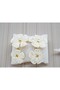 White Knitted Flower Gold Detailed Dangle Raffia Flower Model Steel Earrings - 3