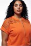 Women's Plus Size Transparent Cutout Natural Stone Printed Orange Tracksuit Set - 4