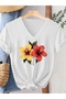 Women's Sleeved V-Neck Mix Printed Relaxed Fit Full-Fit T-Shirt