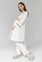 Women's Ecru Double-Breasted Ribbed Summer 100% Cotton Short Sleeve Maternity Pajama Set 3-Piece Set - 7
