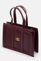 Women's Burgundy Handbag with Teddy Bear Accessory, Stylish Daily Women's Handbag - 4