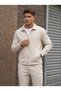 Men's Cream Seasonal Top and Bottom Set - Lined Jacket & Double-Legged Trousers Ls-5632 - 2