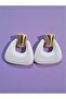 Gold Color Clip-On White Enamel Retro Half Moon Stylish Steel Earrings - 2