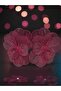 Large Size Burgundy Flower Metal Wire Embroidered Dangle Steel Earrings - 2
