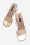 Women's Gold Crinkled Transparent Heeled Special Design Slippers with Transparent Cover Brillant - 5