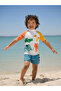 Animal Patterned Sun Protection Top and Bottom Men's Swimsuit Set Alyw54541 - 2