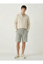 Men's Gray 100% Cotton Linen Muslin Shorts with Back Pockets, Full Fit