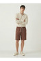 Men's Brown 100% Cotton Linen Muslin Shorts with Back Pockets, Full Fit - 7