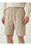 Men's Beige 100% Cotton Linen Muslin Shorts with Back Pockets, Full Fit - 6