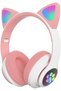 Kids' Bluetooth wireless over-ear cat ear headphones with microphone, suitable for children, teenagers, and adults (pink)