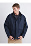Navy Blue Corduroy Collared Men's Slim Coat - 2