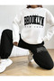 Women/Men 1898Brooklyn Custom Printed Cotton Oversize Jogger Crewneck Sweatshirt Bottom Top Set