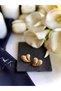 Gold Heart Curved Shiny Studded Earrings - 3