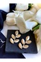 Steel Earrings Leaf Model Gold Color Minimal Women's Earrings - 4