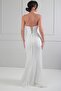 Women's Strapless Bustier Beaded Embroidered Lined Mesh Long Dress - 4