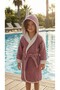 100% Organic Cotton 4-Layer Muslin Children's Bathrobe - Retro Ribbed Hooded Beach & Bath Robe - 5