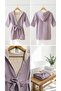 100% Organic Cotton 4-Layer Muslin Children's Bathrobe - Retro Ribbed Hooded Beach & Bath Robe - 2