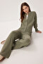 Snap Fastener Top and Bottom Knitwear Set Lpn0017 Green - 2