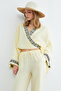 Tied Kimono with Embroidered Collar and Sleeves - 2
