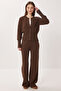 Snap Fastener Top and Bottom Knitwear Set Lpn0017 Brown - 2