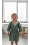 100% Organic Cotton 4-Layer Muslin Children's Bathrobe - Retro Ribbed Hooded Beach & Bath Robe - 5