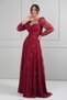 Women's Sweetheart Neck Front Corset Detailed Lace-Up Lined Floral Pattern Lace Tulle Long Dress