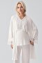 Truvakar Sleeved, Lace and Buttoned, Flexible Viscose Maternity Dressing Gown Pajama Set - 5