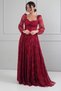 Women's Sweetheart Neck Front Corset Detailed Lace-Up Lined Floral Pattern Lace Tulle Long Dress - 2