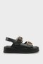 Vega Diva Women's Double Buckle Sandals 0012693 Black Skin - 5