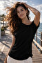 Women's Knitwear Blouse Black Batwing Sleeve Short Sleeve Sausage Collar Boat Neck Basic Casual Soft Stylish - 2