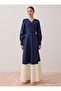 Contrast Color Detailed Belted Dress - Navy Blue - - Exclusive - 3