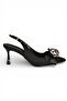 Y308202604 Black Fabric Thin Heeled Women's Shoes - 7