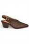 Y654300402 Brown Genuine Leather Suede Thick Heeled Women's Shoes - 5