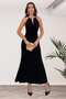 Women's Sandy Fabric Halter Neck Deep Decolletage Maxi Dress - Evening Dress for Night Events 10178 - 4