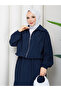 Zippered Bomber Jacket & Skirt Hijab Set Rc9025 - 5