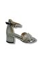 7454-26 Glittery Leather Stone Heeled Girls' Sandals 31-36 - 2