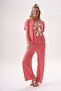 Bamboo Short Sleeve Buttoned Ribbon Detailed Home Set 26509-26510-26511 - 3